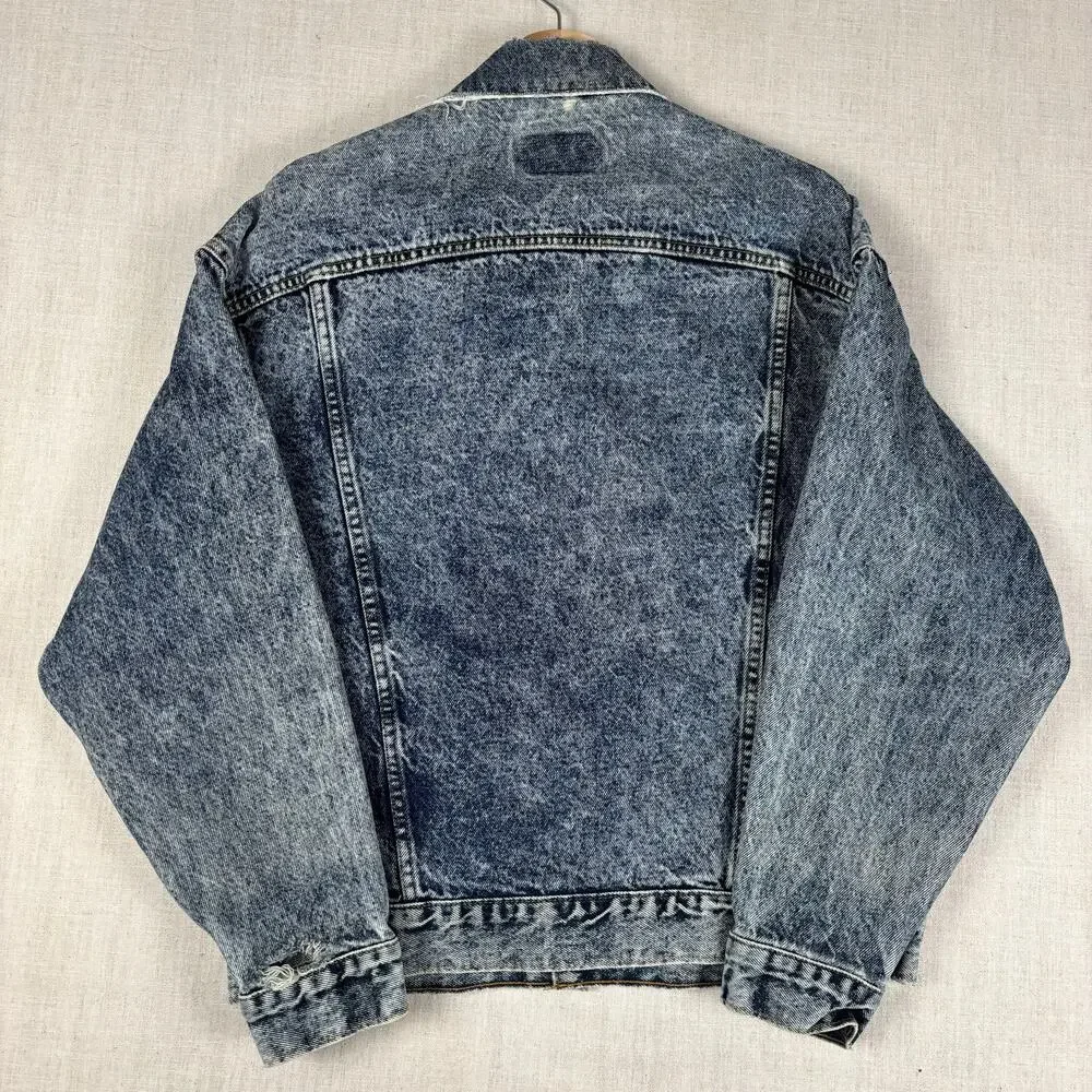 Vintage Levis 80s 70507 0227 USA Made Acid Wash Denim Medium Trucker Jacket